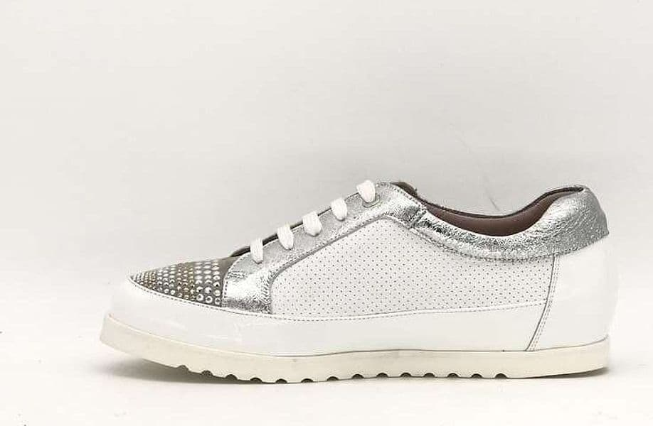 Donna Soft sneakers donna bianco argento con inserti laminati - 2