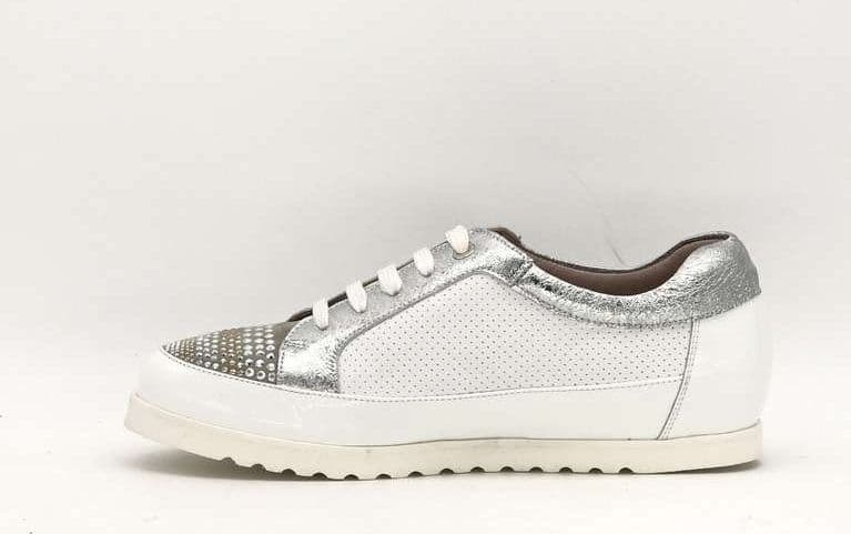 Donna Soft sneakers donna bianco argento con inserti laminati - 2
