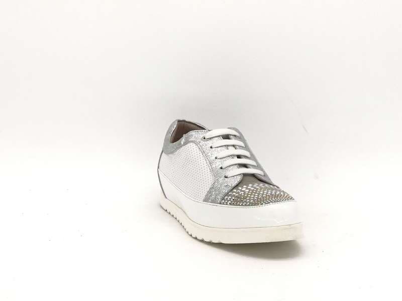 Donna Soft sneakers donna bianco argento con inserti laminati - 3