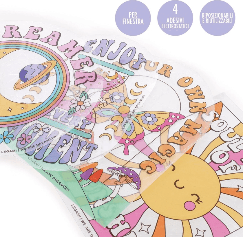 Legami - Set di 4 Adesivi Elettrostatici Acchiappasole per Finestra - Rainbow Maker (WSS0001) - 3