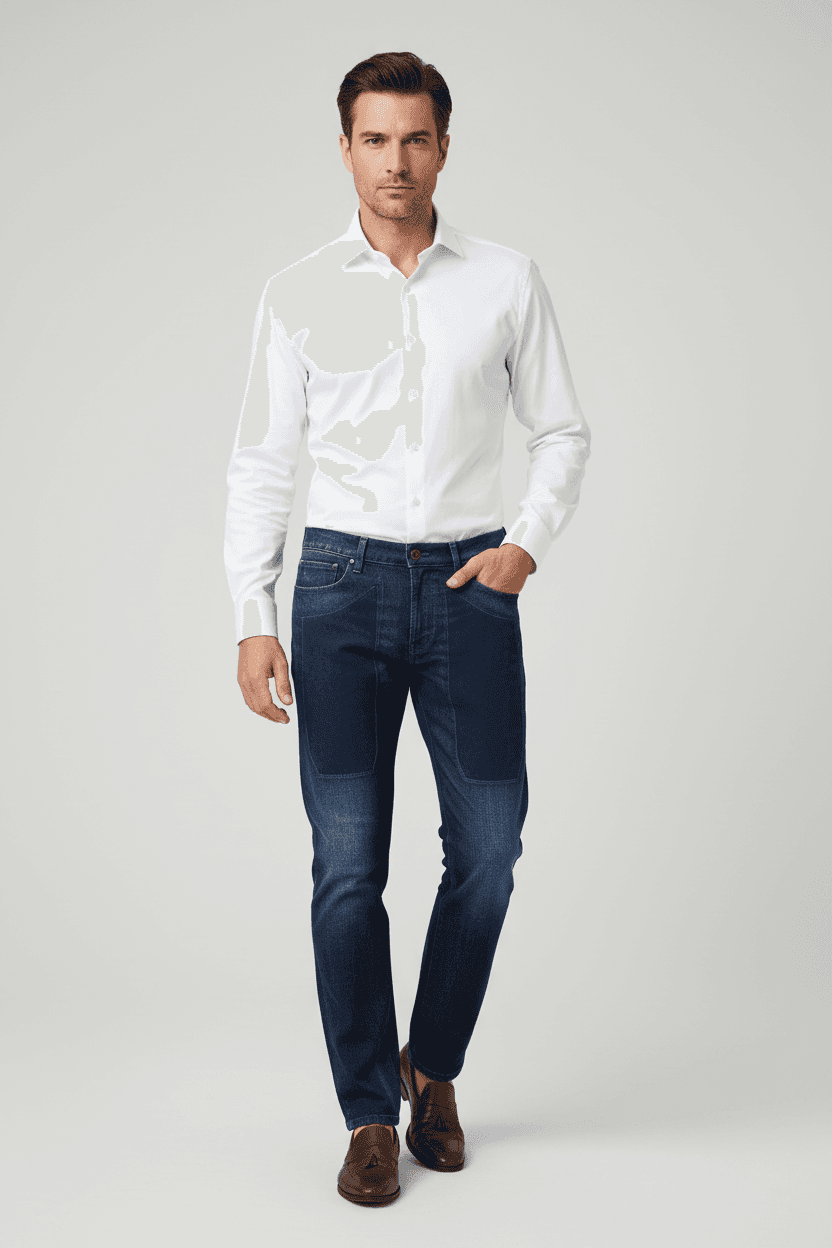 Jeans uomo Jeckerson - denim 5 tasche con toppe alcantara blu - 2