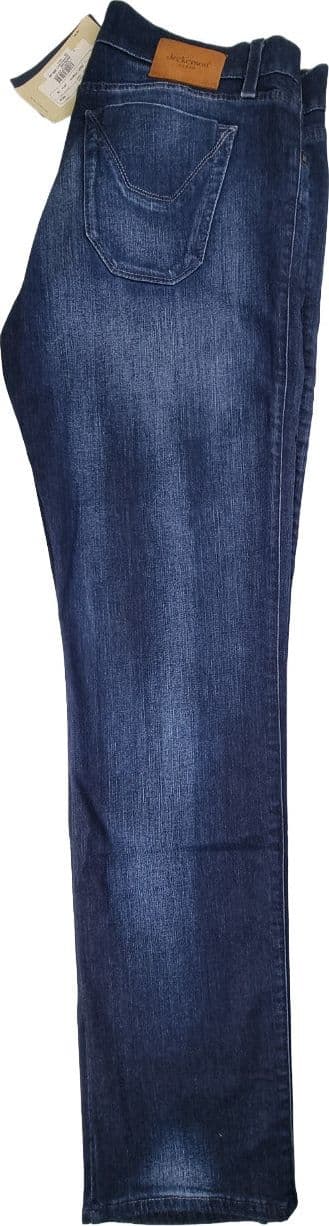 Jeans uomo Jeckerson - denim 5 tasche con toppe alcantara blu - 4