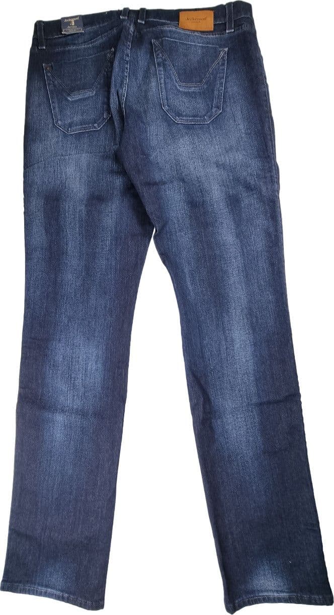 Jeans uomo Jeckerson - denim 5 tasche con toppe alcantara blu - 5