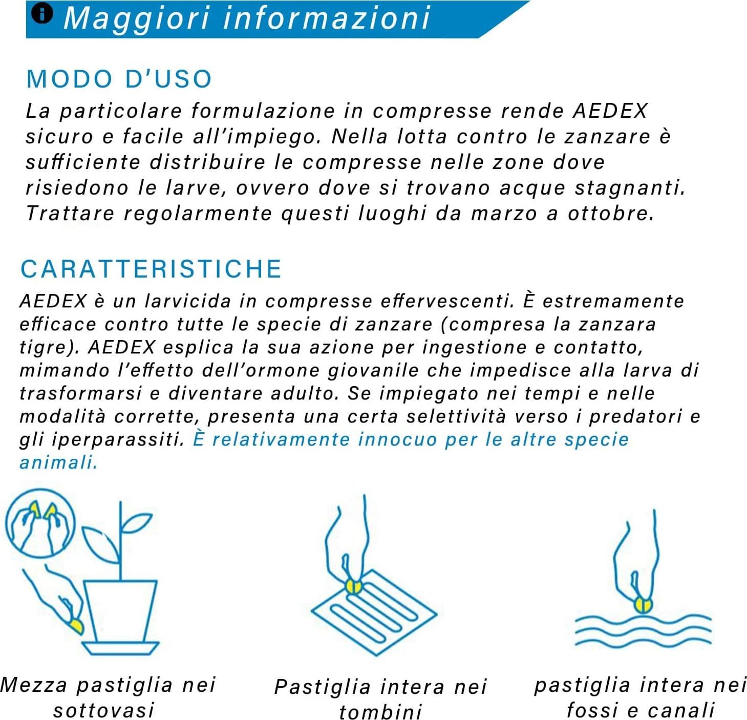 Insetticida in capsule effervescenti "Aedex" larvicida anti zanzare tigre 100 gr - 3