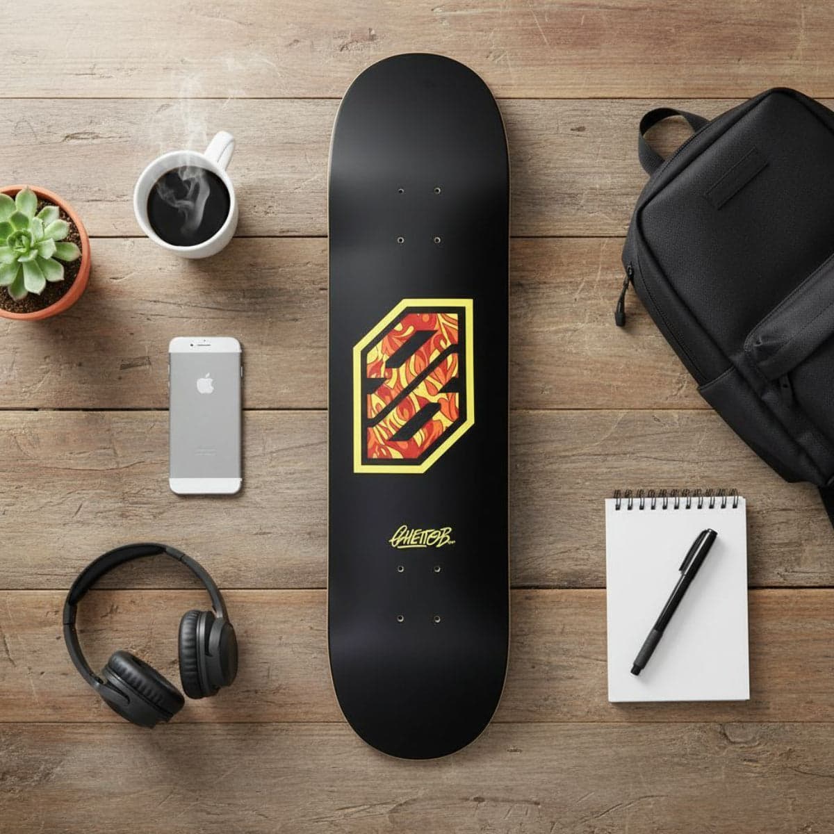 Tavola Skateboard  Deck Ghettoblaster Pregripped Flame Yellow 8.125" - 6