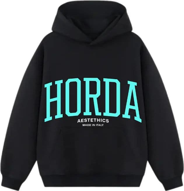 Felpa con Cappuccio Aesthetics - Hoodie Nero Made in Italy Heavyweight - 5