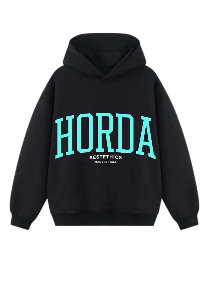 Felpa con Cappuccio Aesthetics - Hoodie Nero Made in Italy Heavyweight - 5