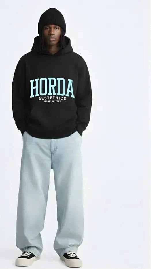 Felpa con Cappuccio Aesthetics - Hoodie Nero Made in Italy Heavyweight - 3