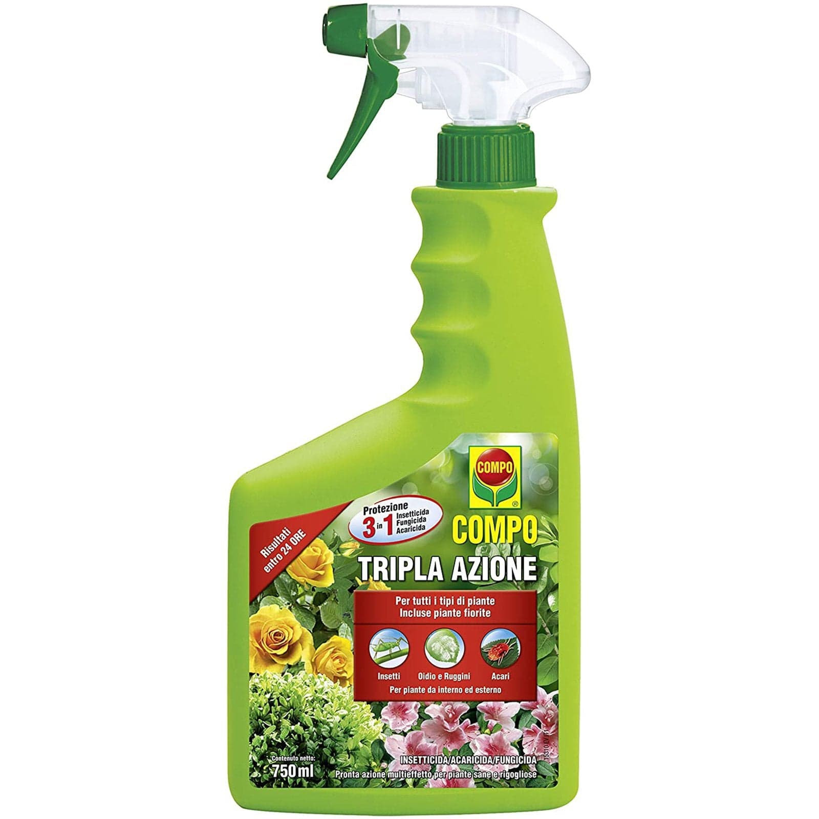 Insetticida universale "Tripla Azione" per acari, afidi, cocciniglia e fungicida spray pronto all' uso 750 ml - 2