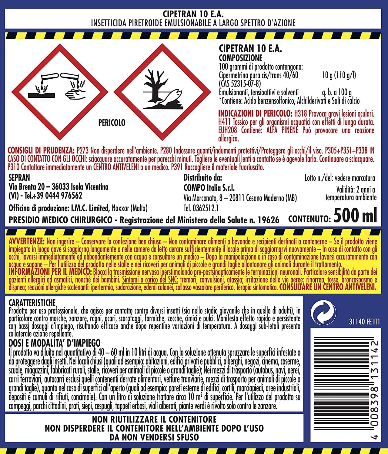 Insetticida concentrato "Barriera Insetti" mosche e zanzare tigri per prati e siepi 500 ml - 2