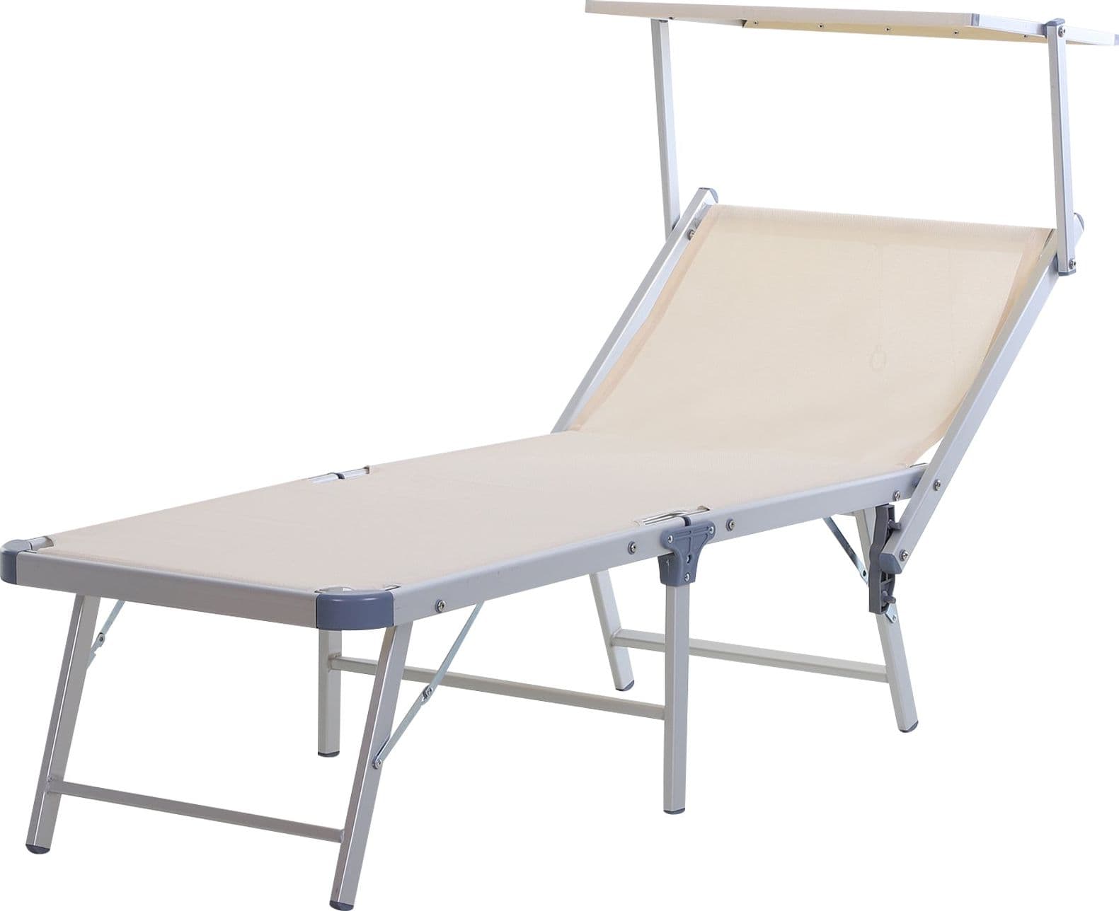 Lettino prendisole in alluminio "Capri Maxi" spiaggina pieghevole con tettuccio da mare - 1