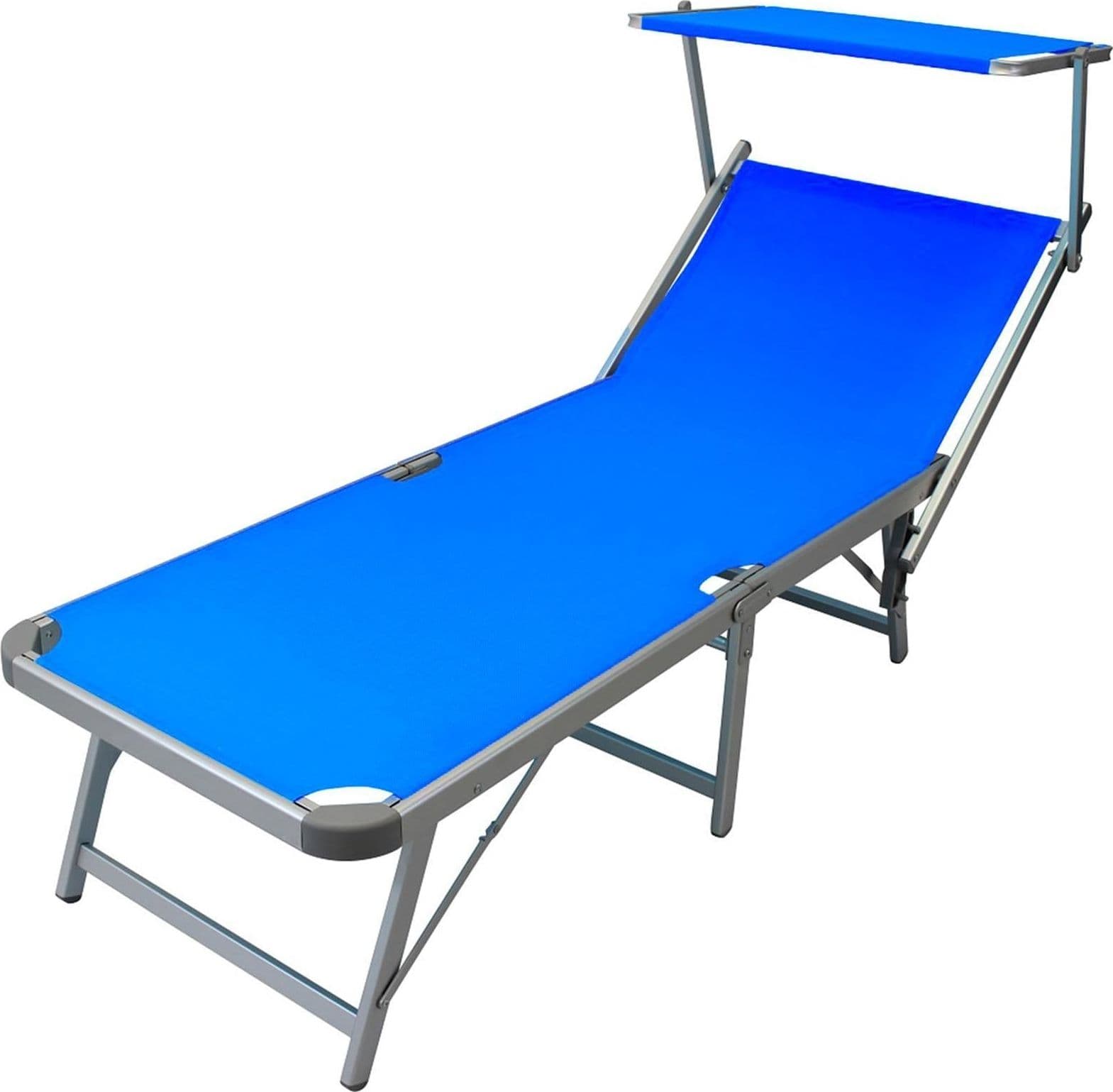 Lettino prendisole in alluminio "Capri Maxi" spiaggina pieghevole con tettuccio da mare - 2
