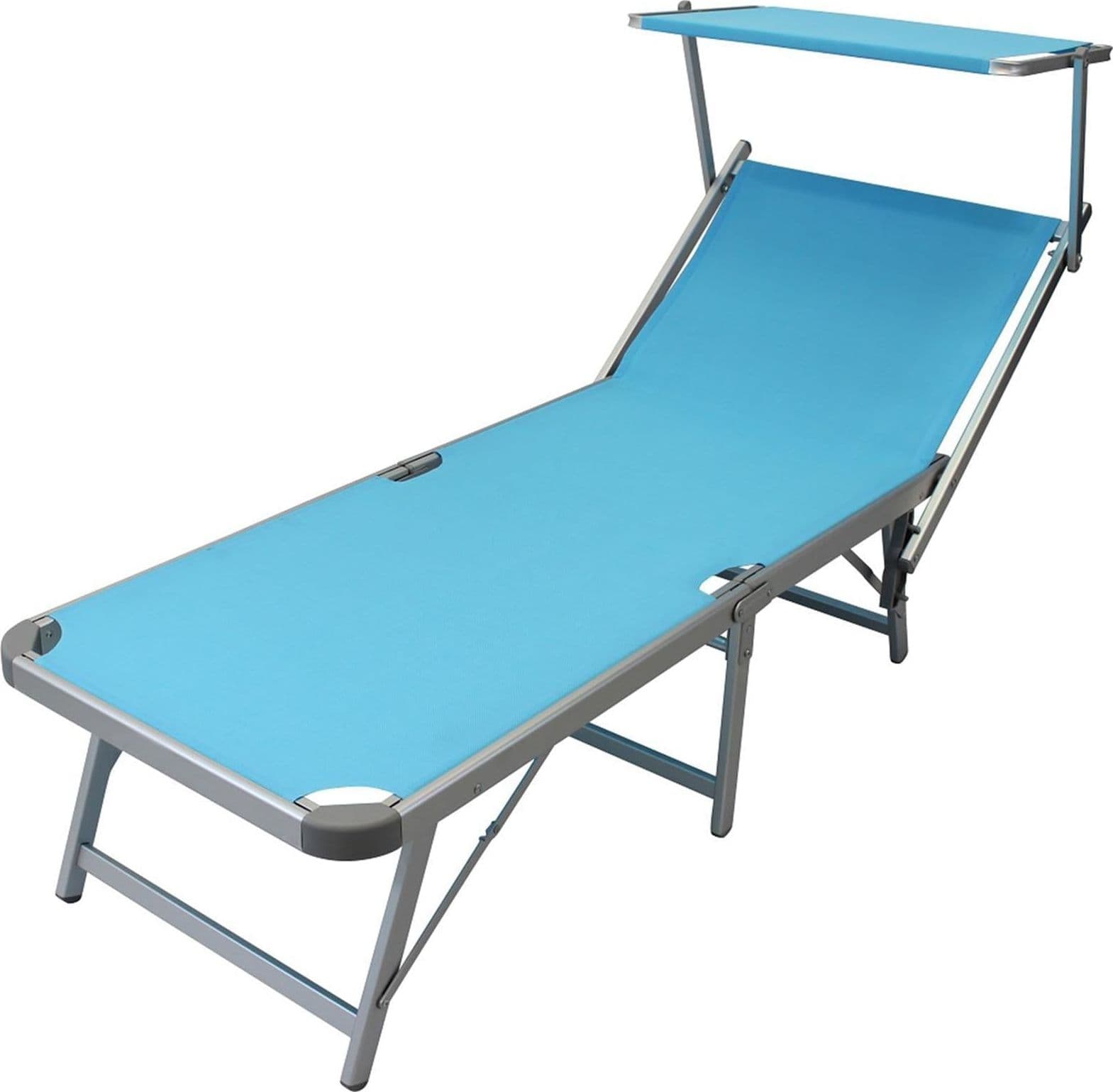 Lettino prendisole in alluminio "Capri Maxi" spiaggina pieghevole con tettuccio da mare - 3