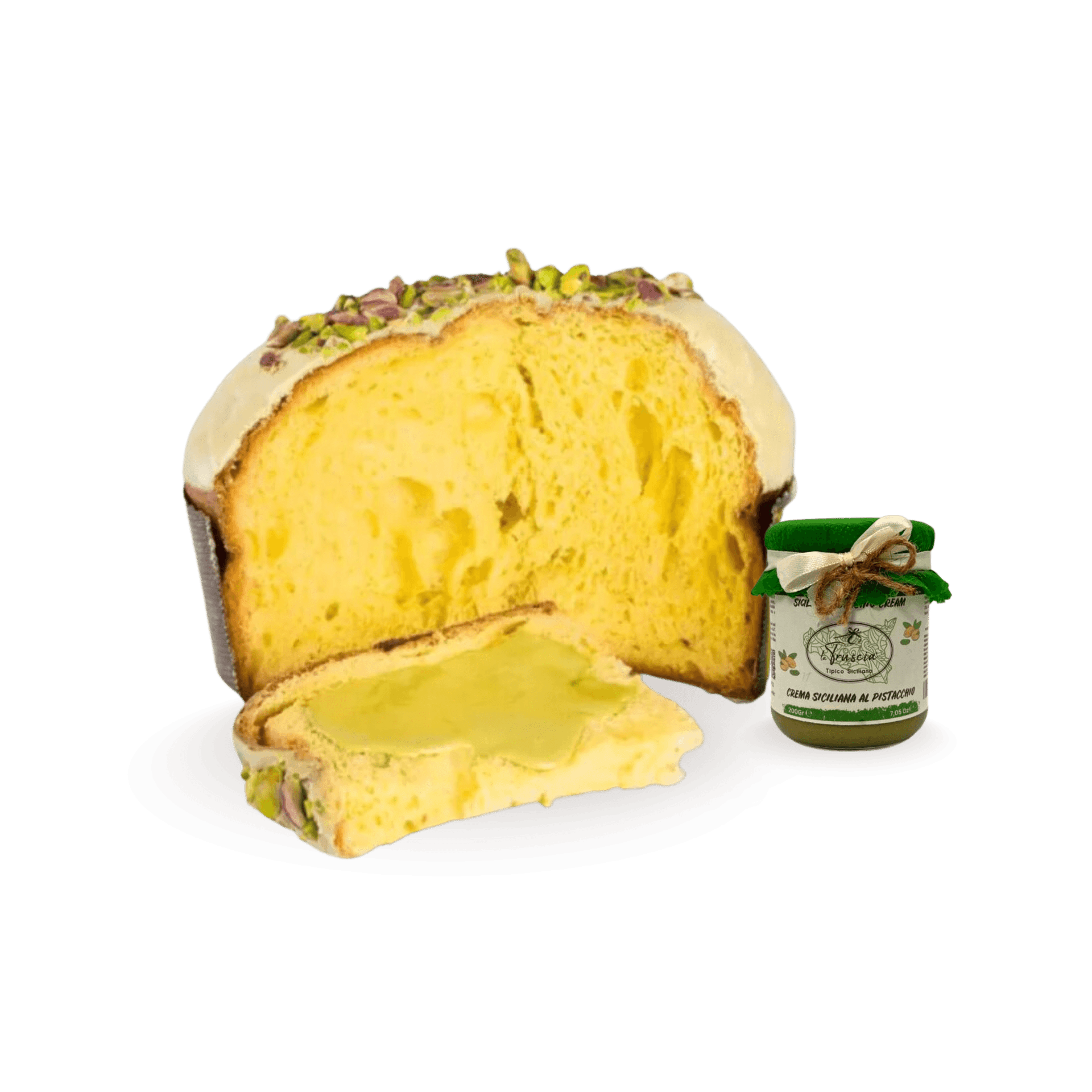 Panettone Artigianale al Pistacchio di Sicilia con Vasetto di Crema al Pistacchio Spalmabile 1 kg - 4
