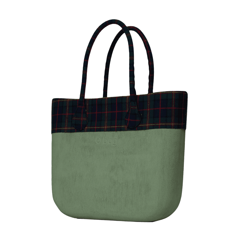 O Bag Borsa Verde Reverse Classica Donna con Manici in Tessuto Scozzese - 2
