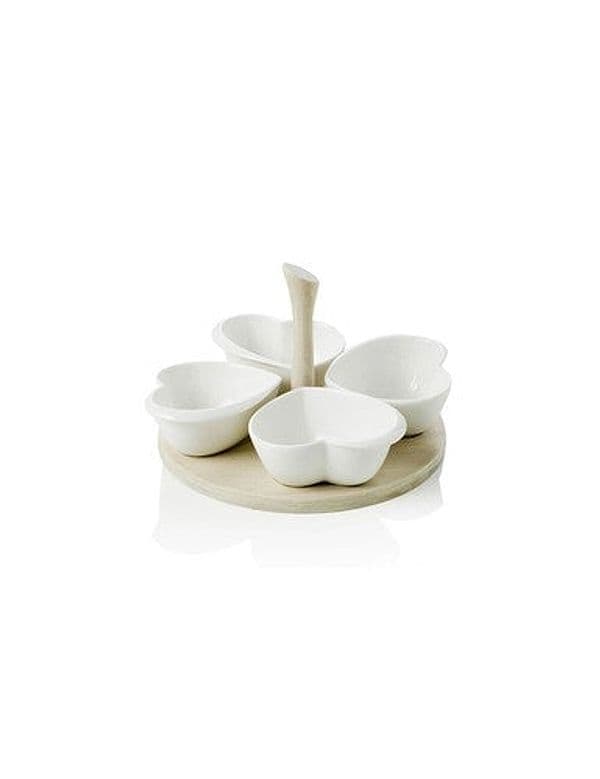 Antipastiera quadrifogliocuori porc bianca sup bamboo natu