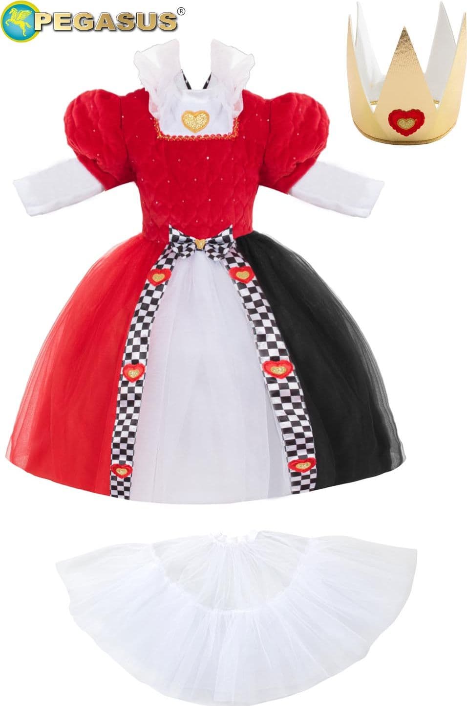 COSTUME CARNEVALE REGINA DI CUORI BIMBA DA 10 A 36 MESI - PEGASUS 2119 - 3