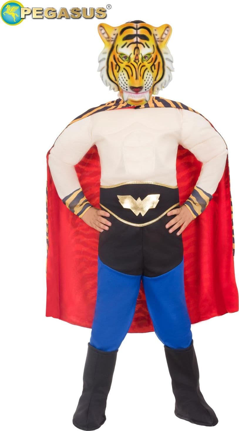 COSTUME CARNEVALE TIGRE CON MUSCOLI BAMBINO DA 5 A 11 ANNI - PEGASUS COD. 1927 - 7