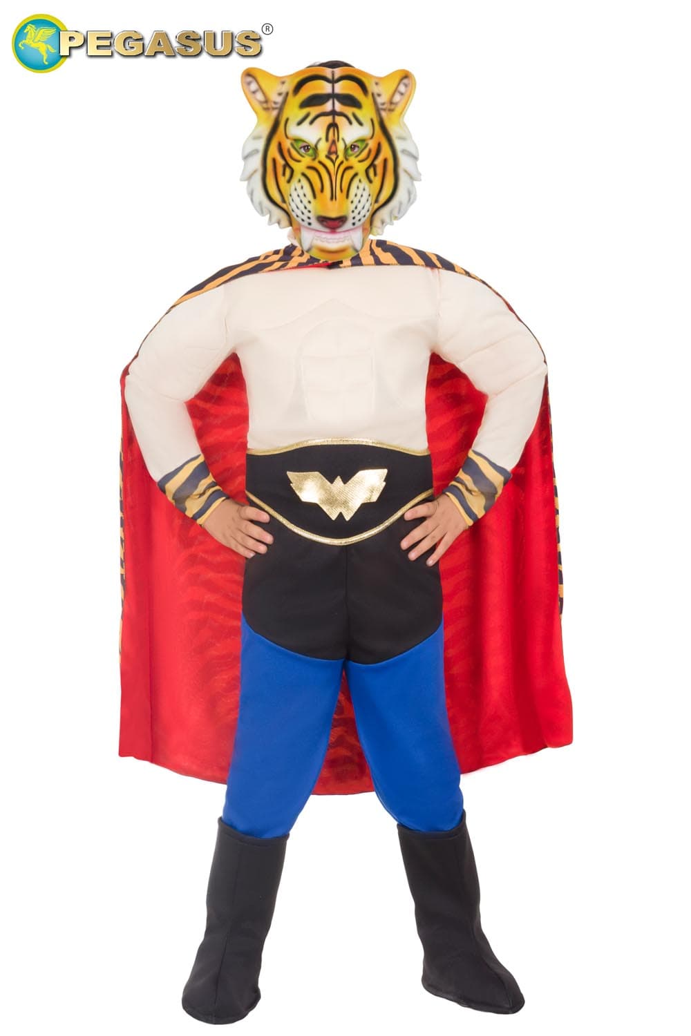 COSTUME CARNEVALE TIGRE CON MUSCOLI BAMBINO DA 5 A 11 ANNI - PEGASUS COD. 1927 - 7