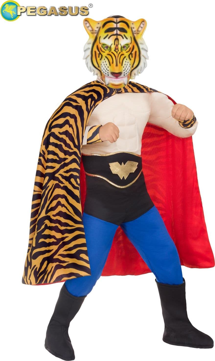 COSTUME CARNEVALE TIGRE CON MUSCOLI BAMBINO DA 5 A 11 ANNI - PEGASUS COD. 1927 - 2