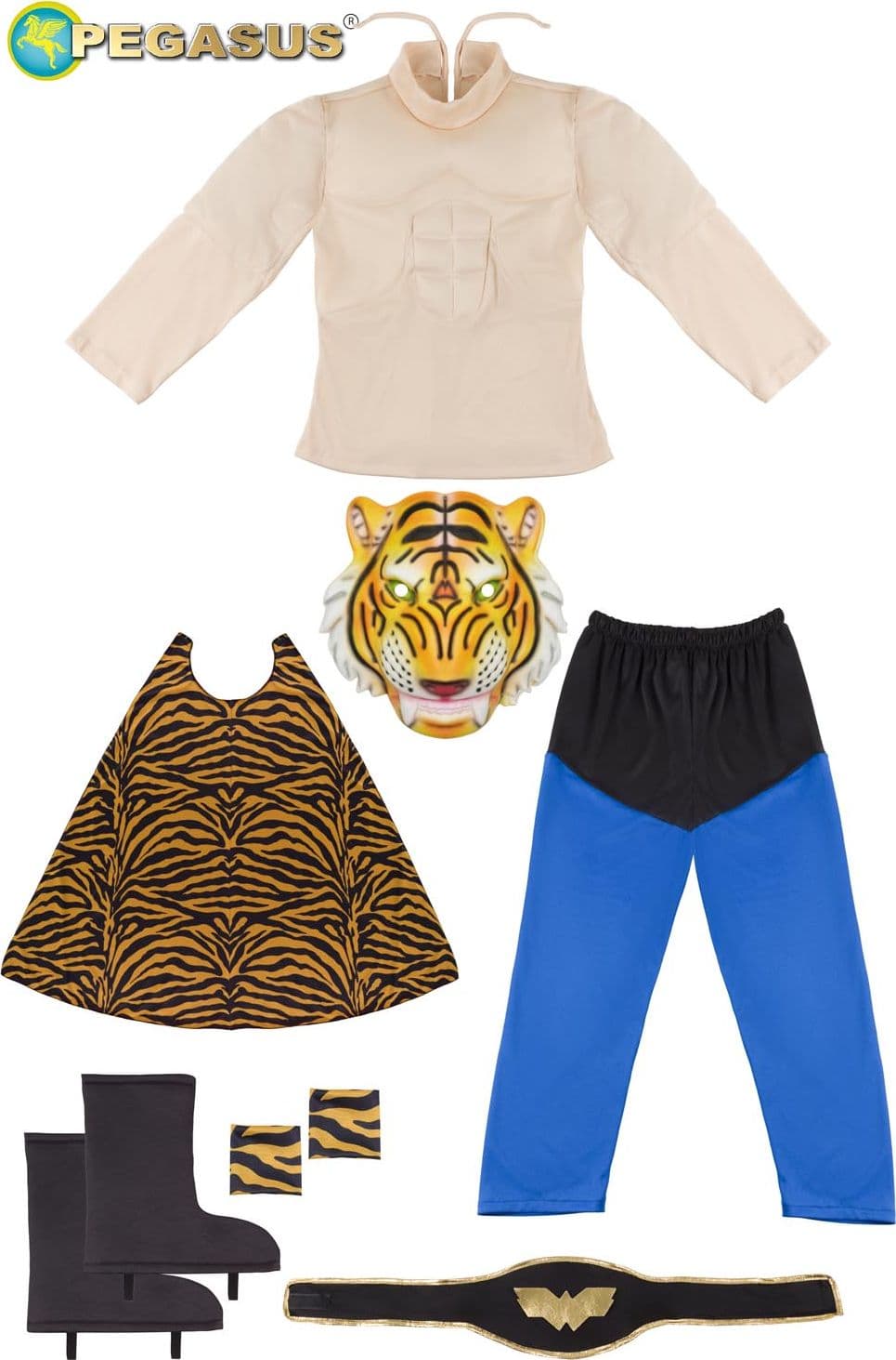 COSTUME CARNEVALE TIGRE CON MUSCOLI BAMBINO DA 5 A 11 ANNI - PEGASUS COD. 1927 - 5