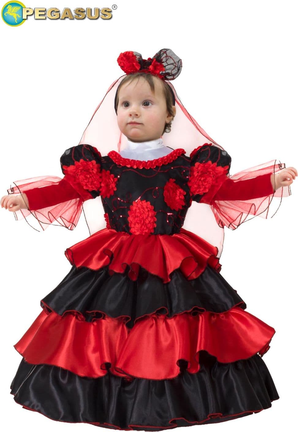 COSTUME CARNEVALE  PICCOLA SPAGNOLA LUSSO NEONATA DA 13 A 36 MESI - PEGASUS 2116 - 5