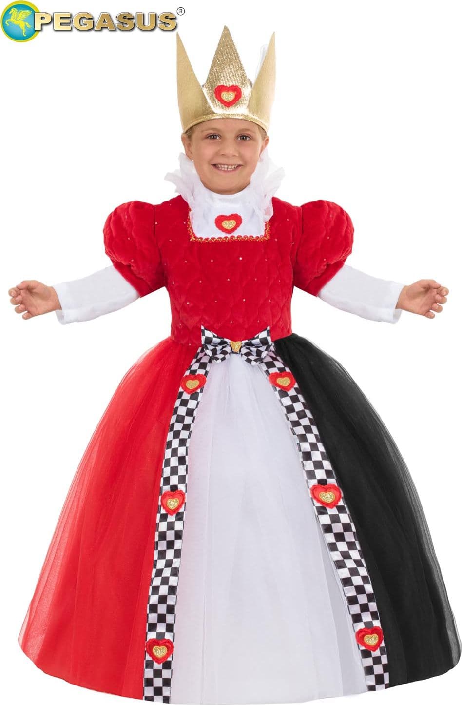 COSTUME  CARNEVALE REGINA DI CUORI BAMBINA DA 3 A 6 ANNI - PEGASUS 0774 - 6