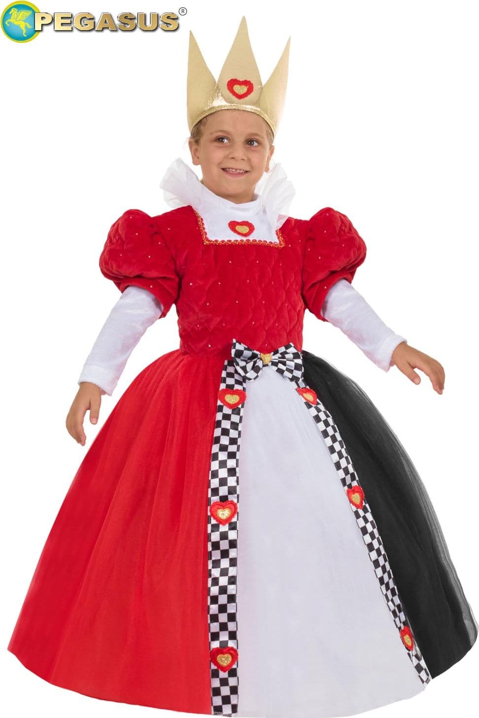 COSTUME  CARNEVALE REGINA DI CUORI BAMBINA DA 3 A 6 ANNI - PEGASUS 0774 - 2
