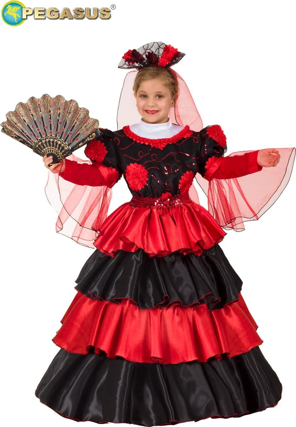 COSTUME CARNEVALE SPAGNOLA BABY LUSSO BAMBINA DA 3 A 6 ANNI - PEGASUS COD. 0771 - 6