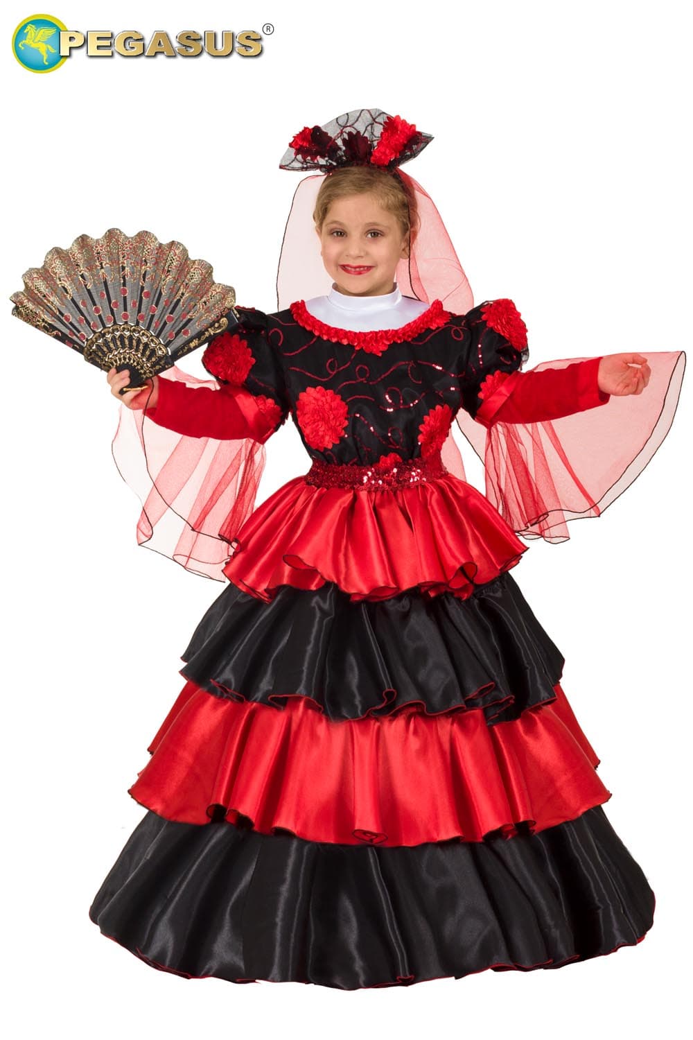 COSTUME CARNEVALE SPAGNOLA BABY LUSSO BAMBINA DA 3 A 6 ANNI - PEGASUS COD. 0771 - 6