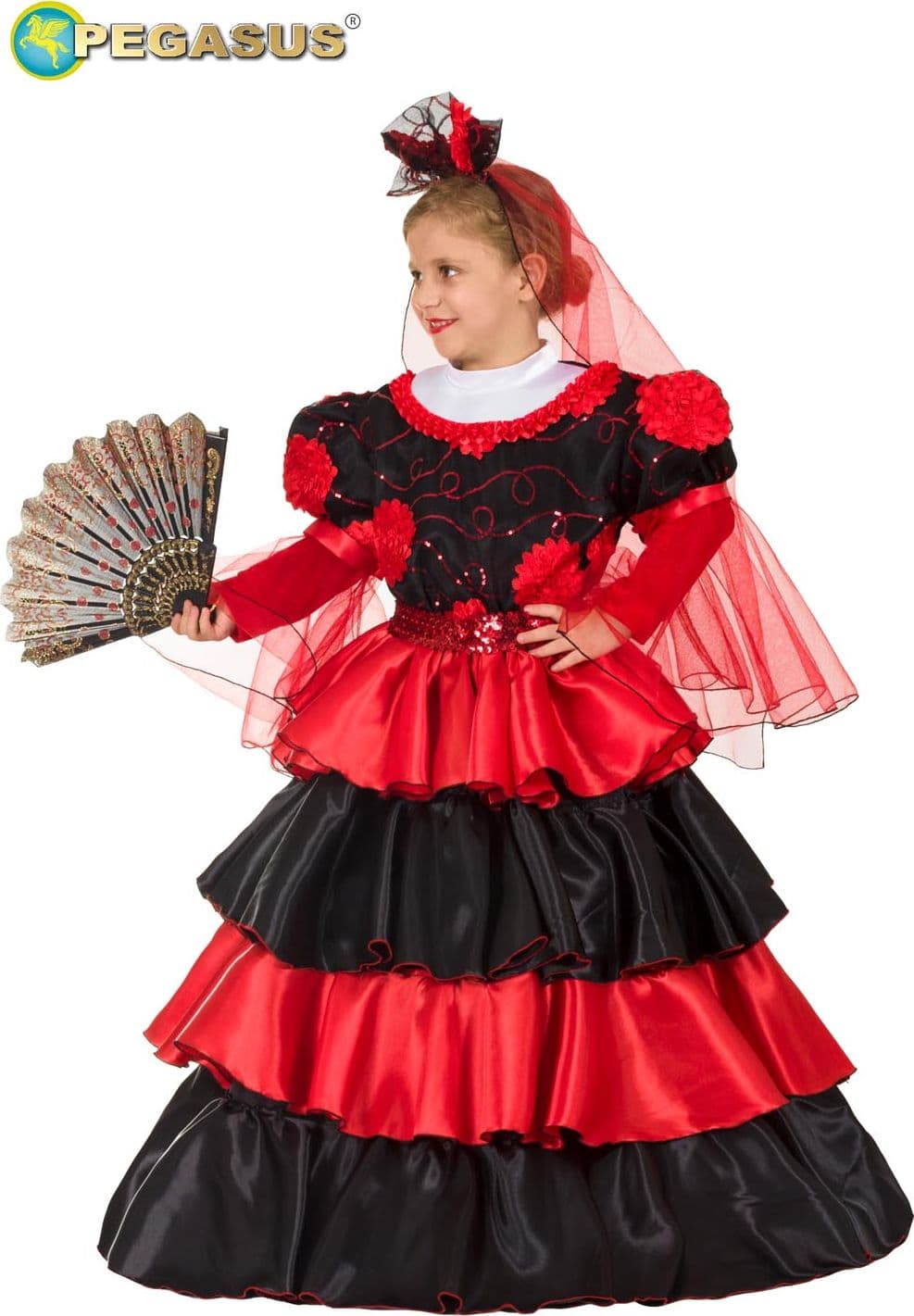 COSTUME CARNEVALE SPAGNOLA BABY LUSSO BAMBINA DA 3 A 6 ANNI - PEGASUS COD. 0771 - 2
