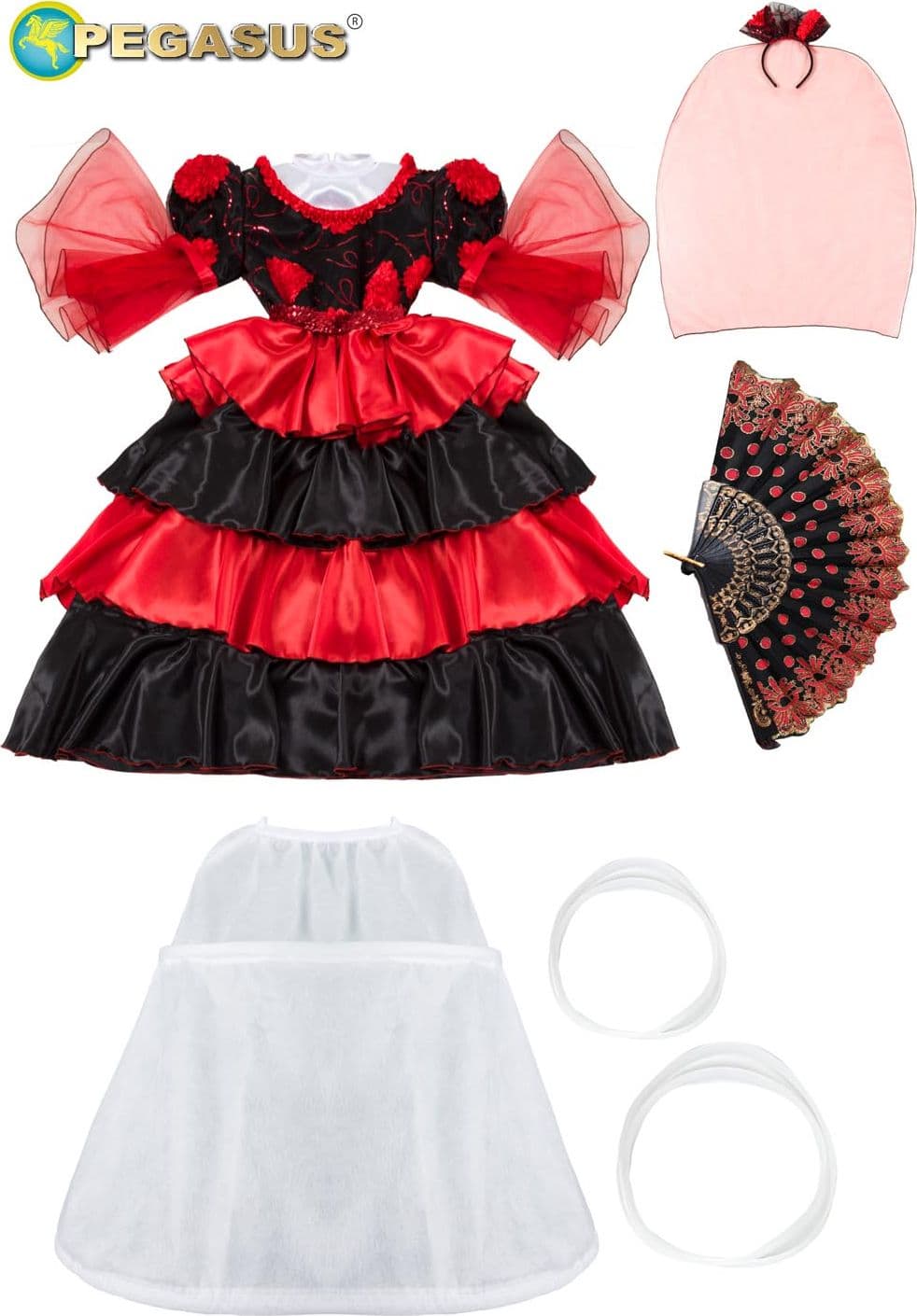 COSTUME CARNEVALE SPAGNOLA BABY LUSSO BAMBINA DA 3 A 6 ANNI - PEGASUS COD. 0771 - 4