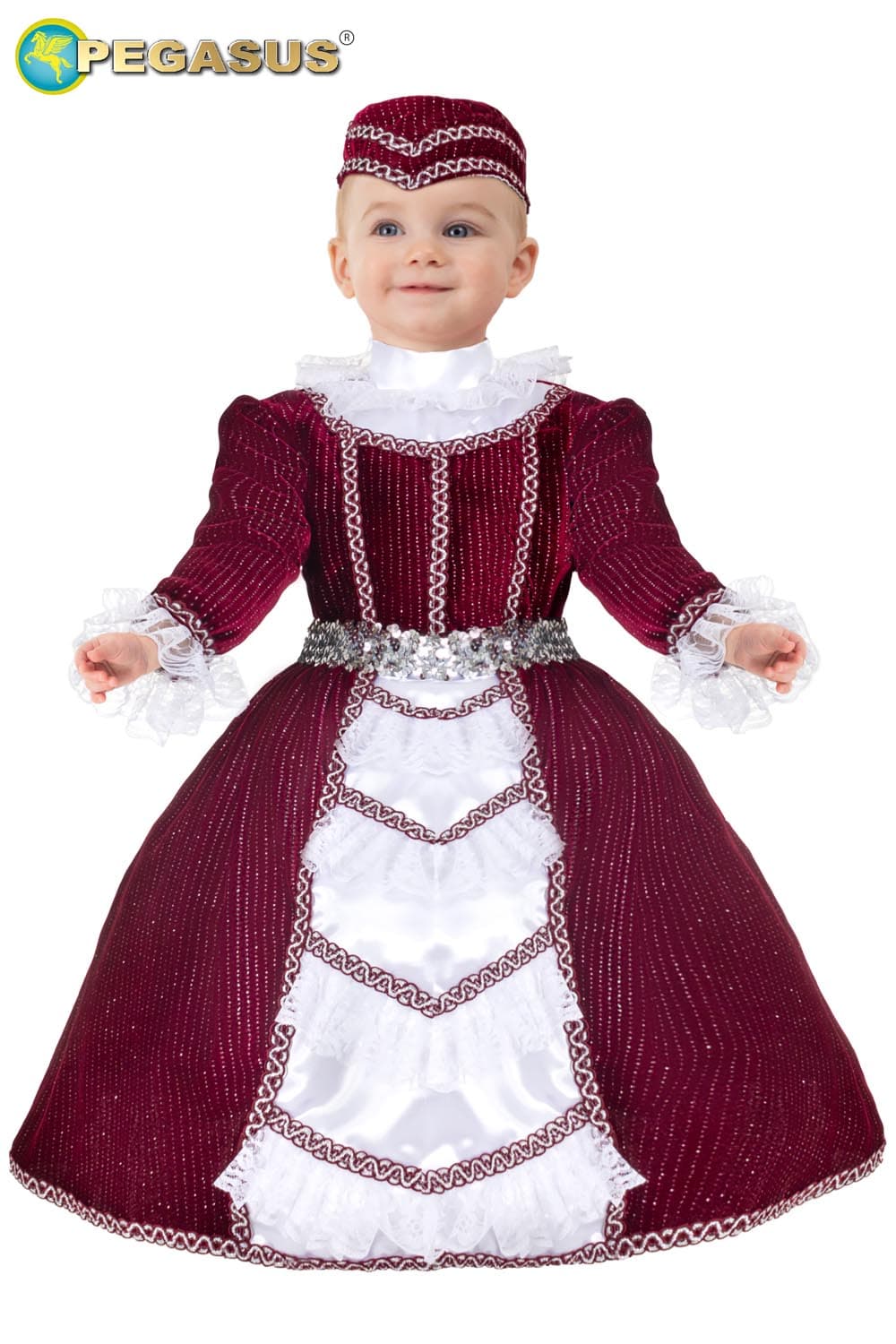 COSTUME CARNEVALE MARCHESINA IN VELLUTO BAMBINA DA 10 A 36 MESI PEGASUS 2103 - 4