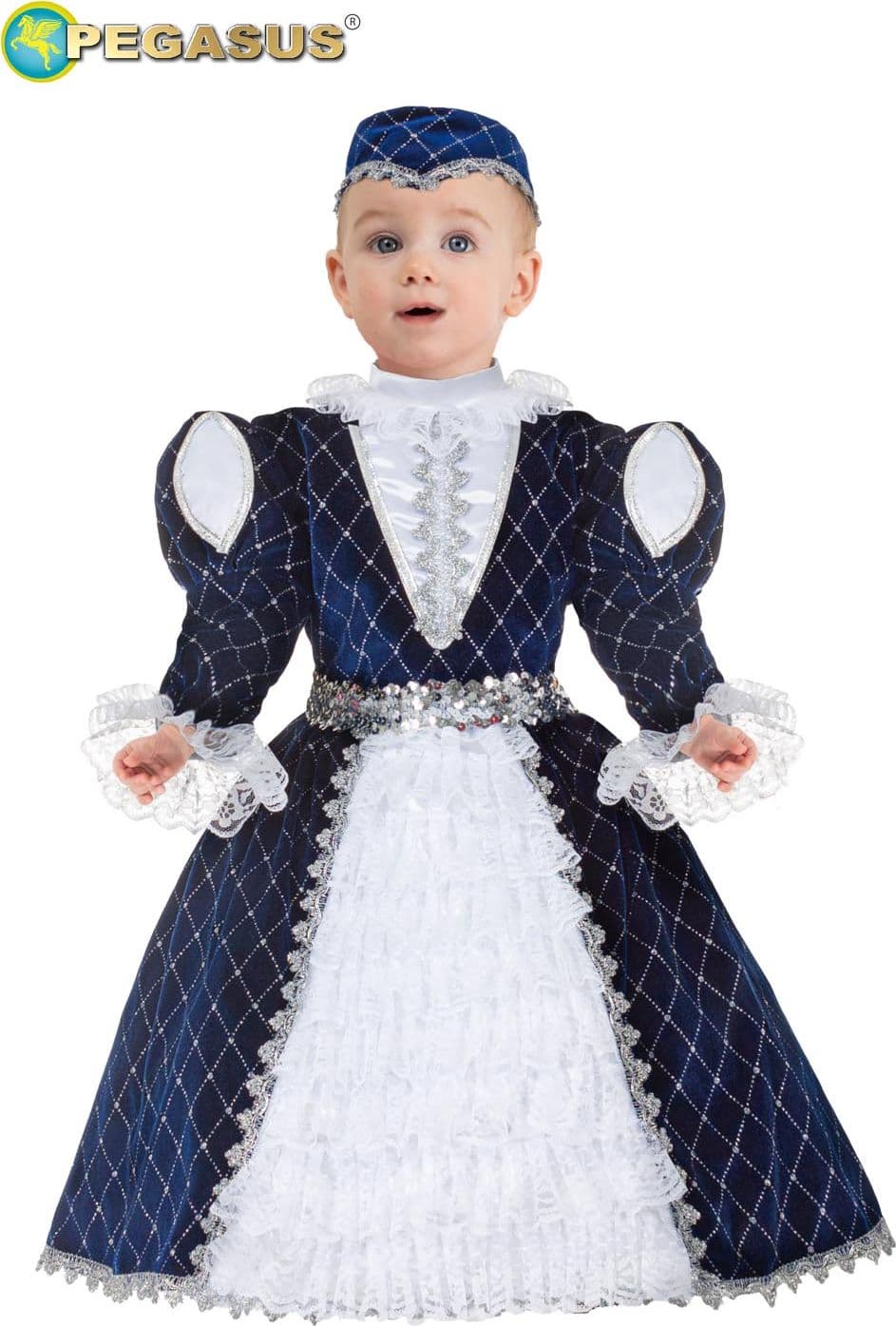 COSTUME CARNEVALE PRINCIPESSA IN VELLUTO BAMBINA DA 12 A 36 MESI - PEGASUS 2115 - 5