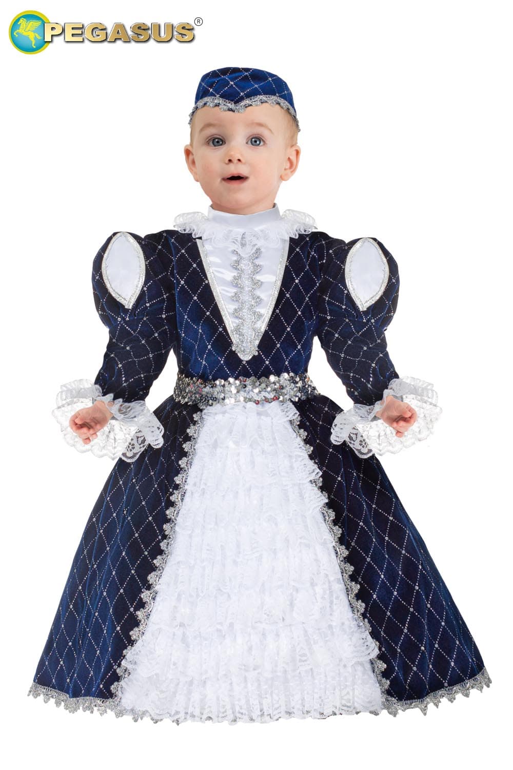 COSTUME CARNEVALE PRINCIPESSA IN VELLUTO BAMBINA DA 12 A 36 MESI - PEGASUS 2115 - 5