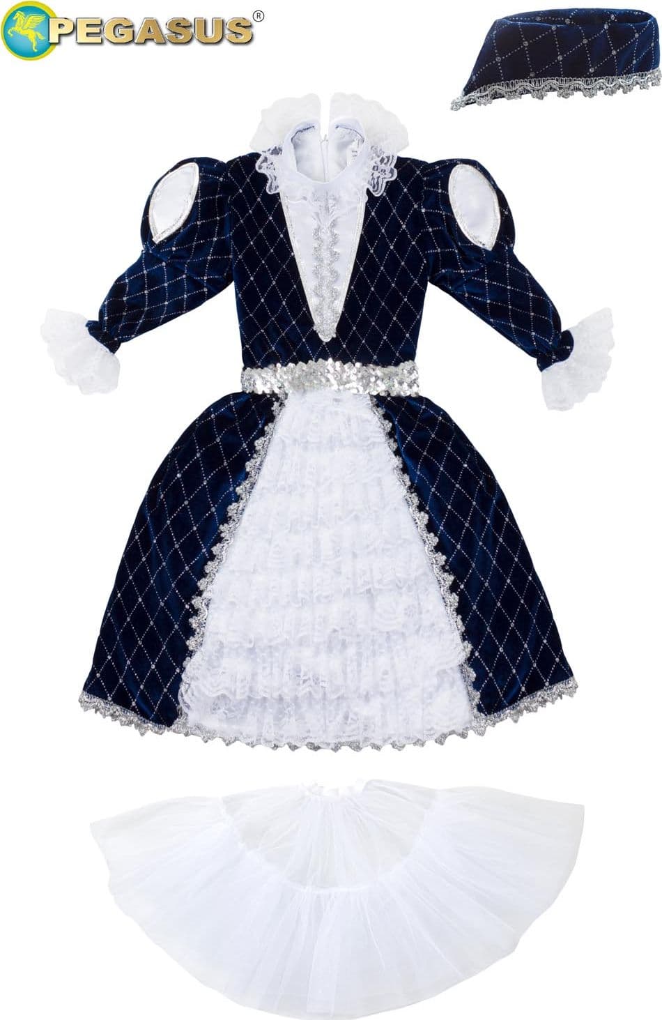 COSTUME CARNEVALE PRINCIPESSA IN VELLUTO BAMBINA DA 12 A 36 MESI - PEGASUS 2115 - 3