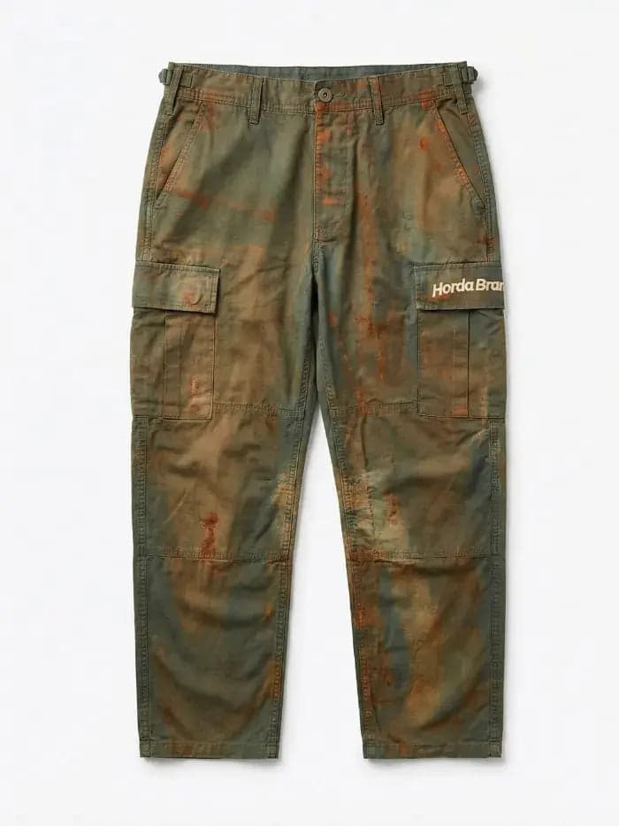 Pantaloni Horda Brand Cargo Streetwear Green Corrosion - 4