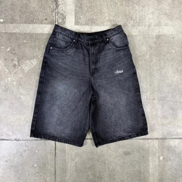 Shorts Denim Baggy Over Black Washed - 2