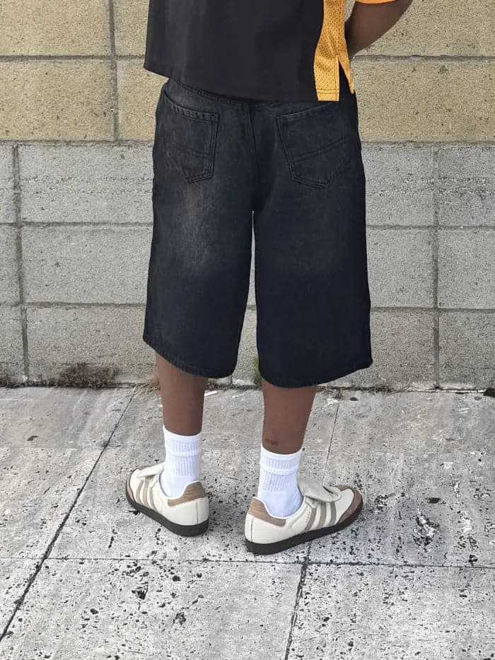 Shorts Denim Baggy Over Black Washed - 6