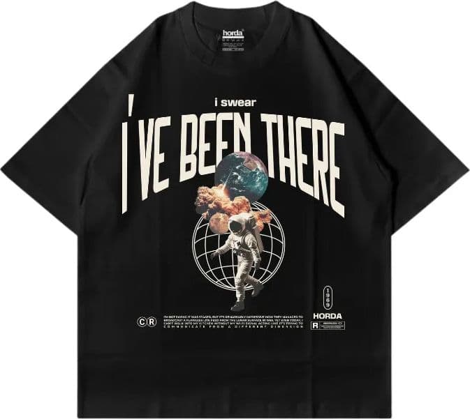 T-Shirt nera 220gr Oversize Cotone Made in Italy - Astro - 3