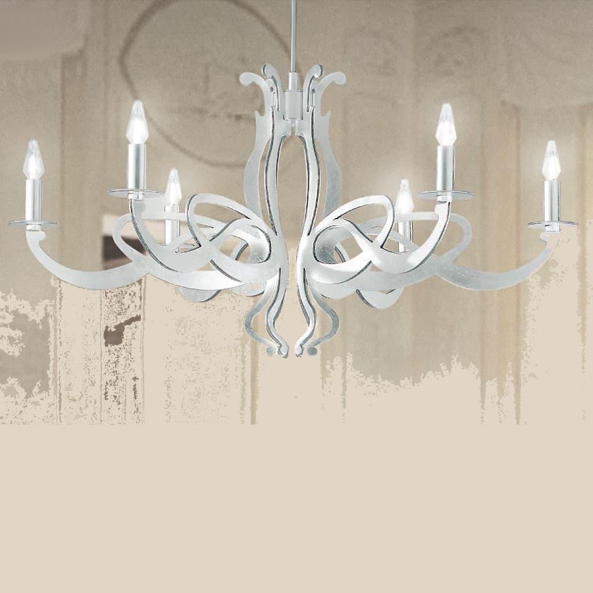 Lampadario classico LAM 2001 6 E14 LED metallo sospensione - 13