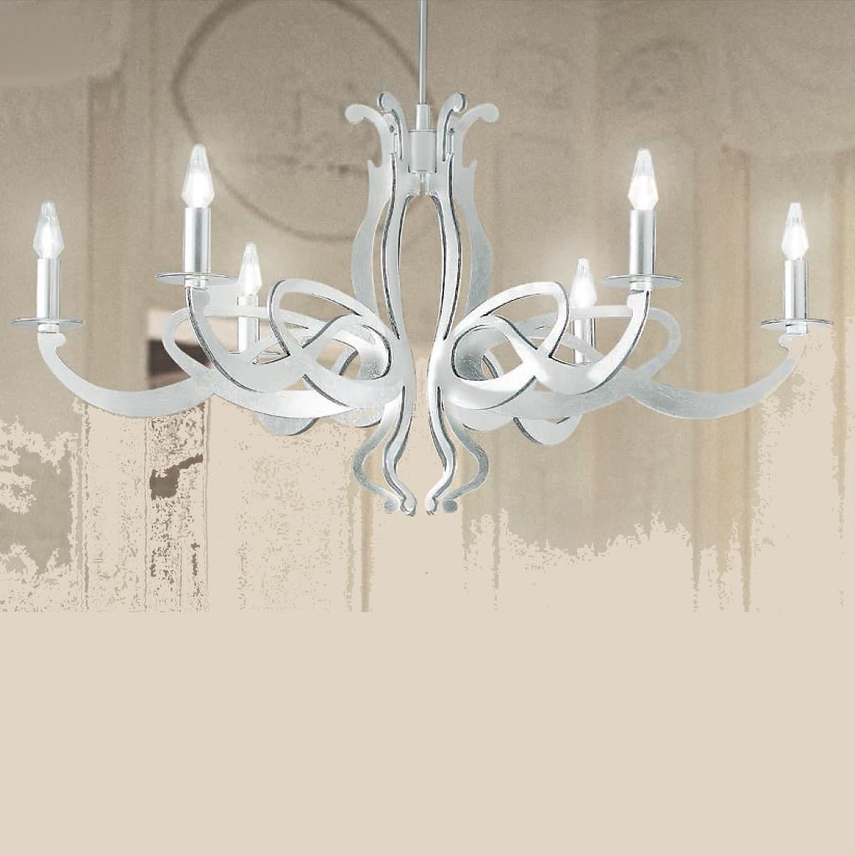 Lampadario classico LAM 2001 6 E14 LED metallo sospensione - 4