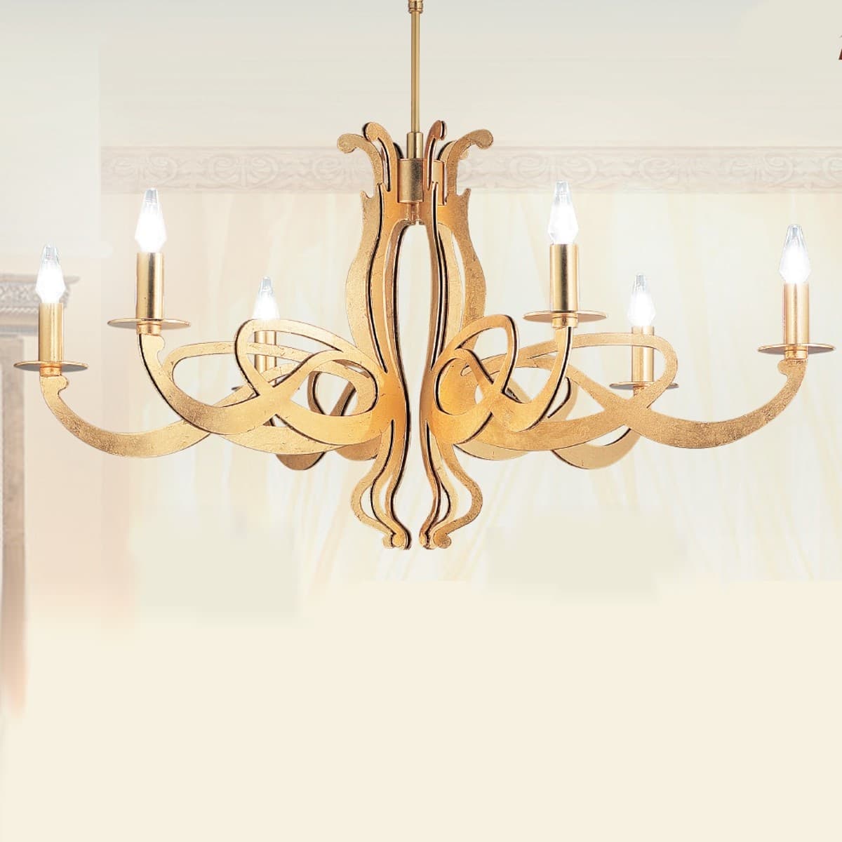 Lampadario classico LAM 2001 6 E14 LED metallo sospensione - 5