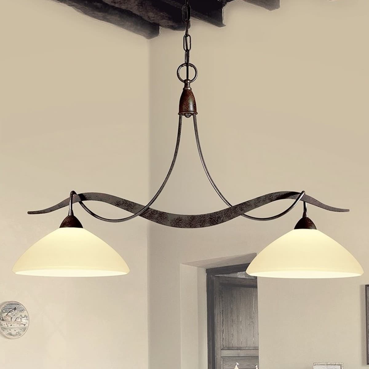 Bilanciere classico LAM 4280 2B E27 LED metallo vetro lampadario - 11