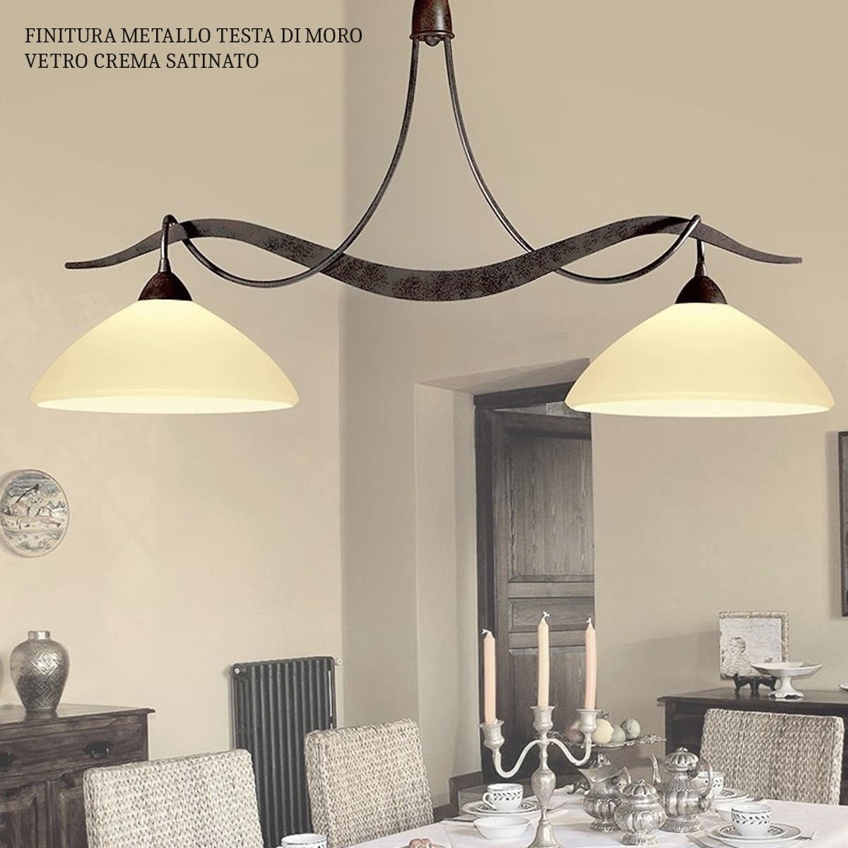 Bilanciere classico LAM 4280 2B E27 LED metallo vetro lampadario - 2