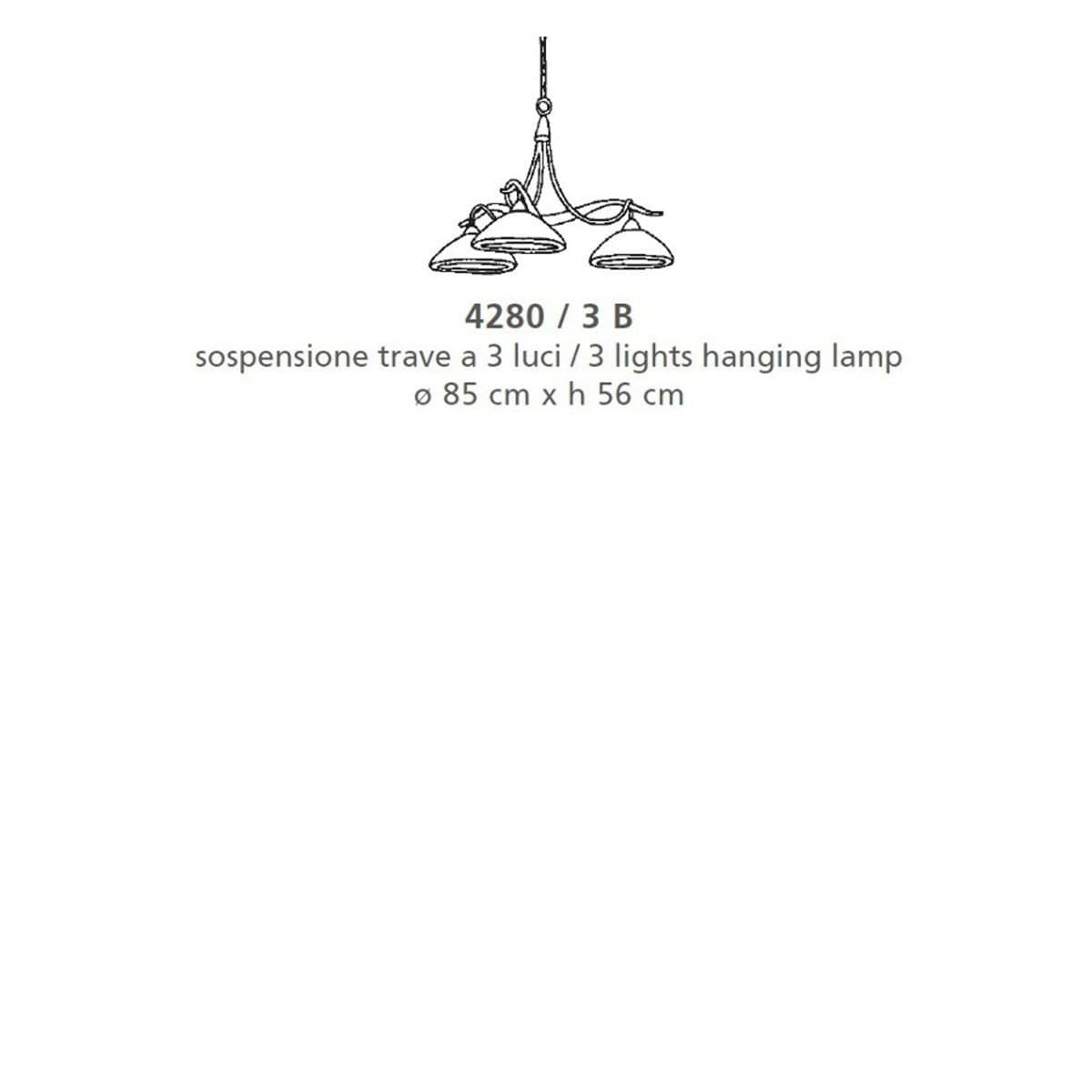 Lampadario classico LAM 4280 3B E27 LED metallo vetro sospensione - 3