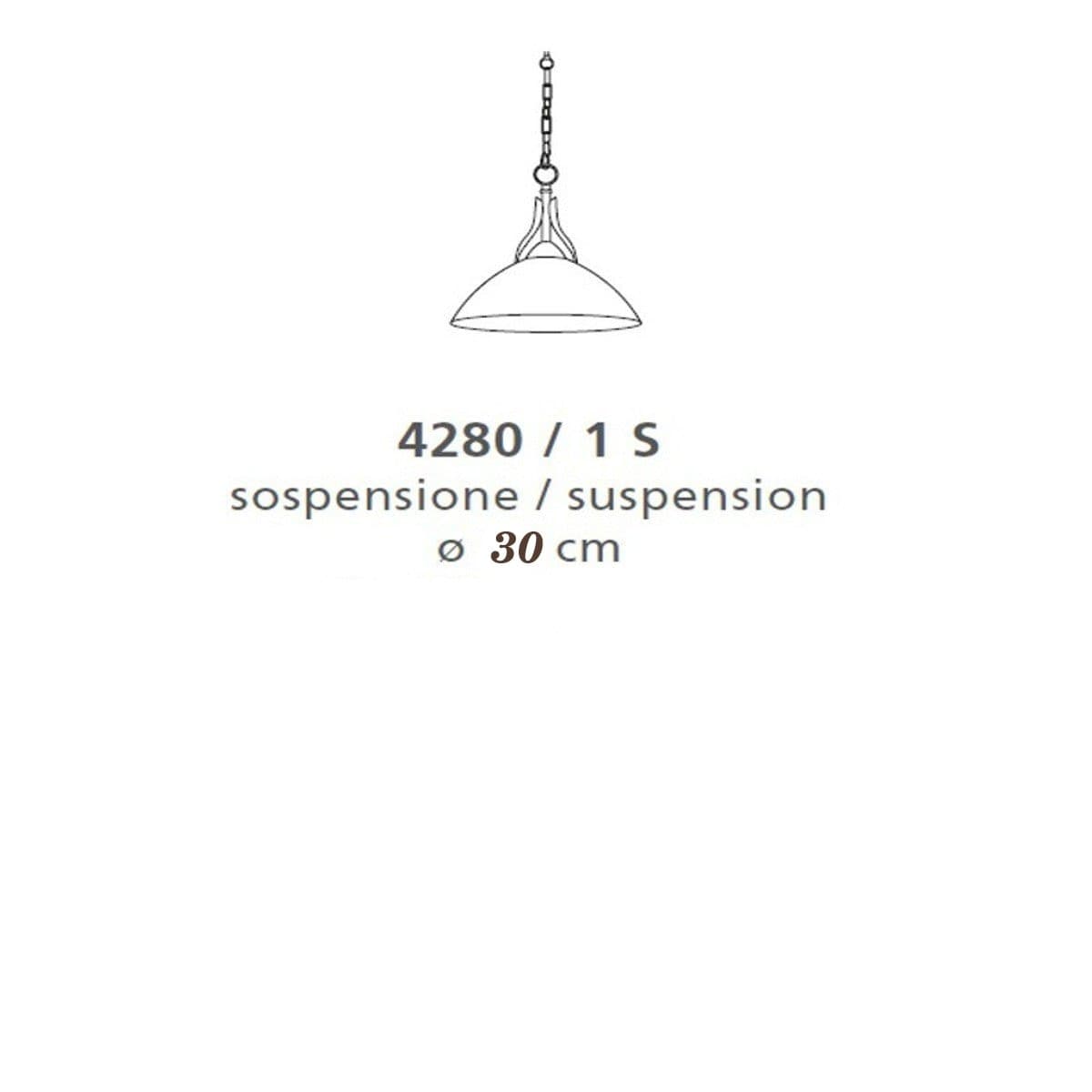 Lampadario classico LAM 4280 1SP E27 LED metallo vetro sospensione - 4