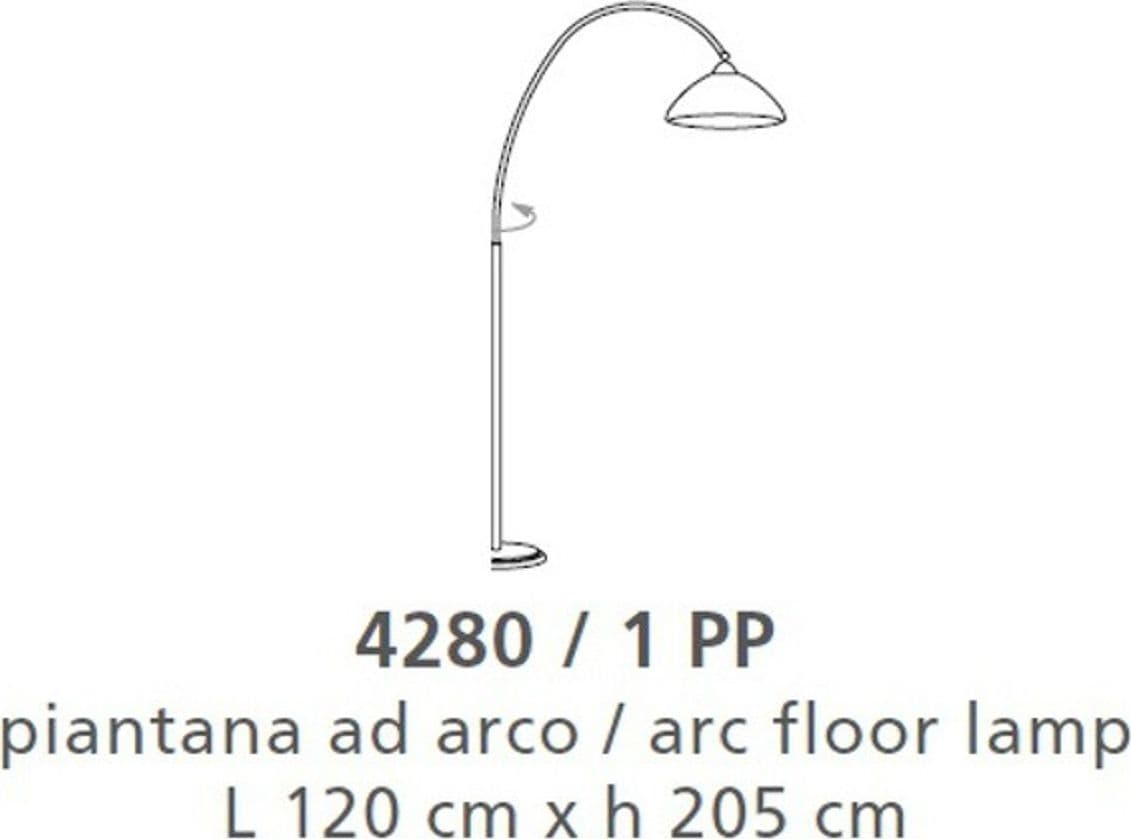 Piantana arco classica LAM 4280 1PP 1PG E27 LED metallo vetro lampada terra - 4