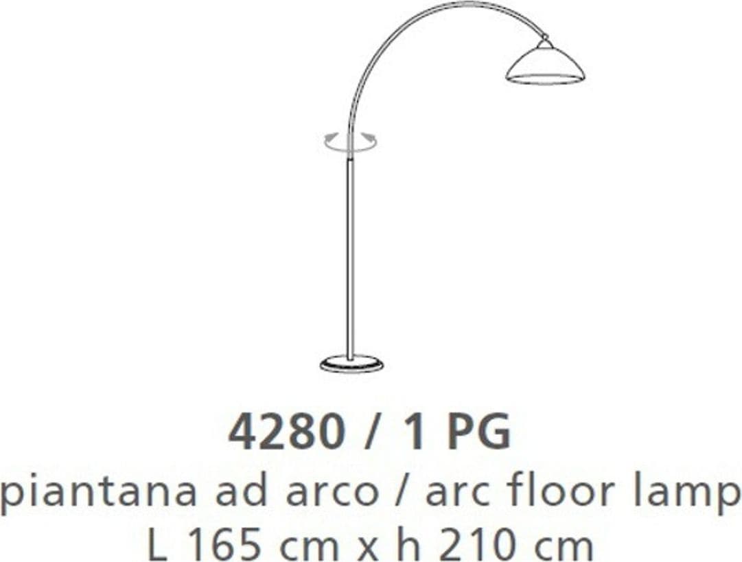 Piantana arco classica LAM 4280 1PP 1PG E27 LED metallo vetro lampada terra - 5