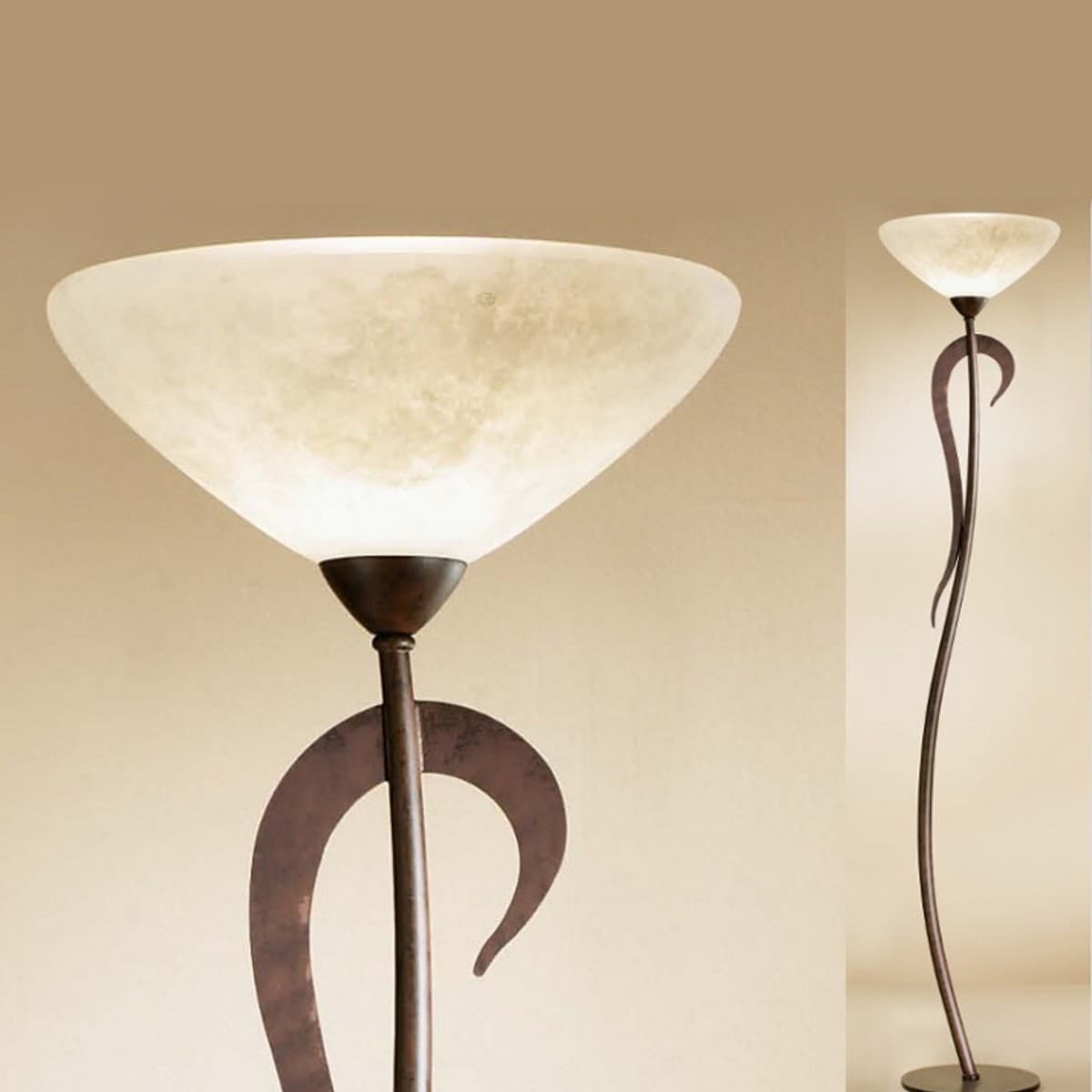 Piantana classica LAM 4280 1P E27 LED metallo vetro lampada terra - 4